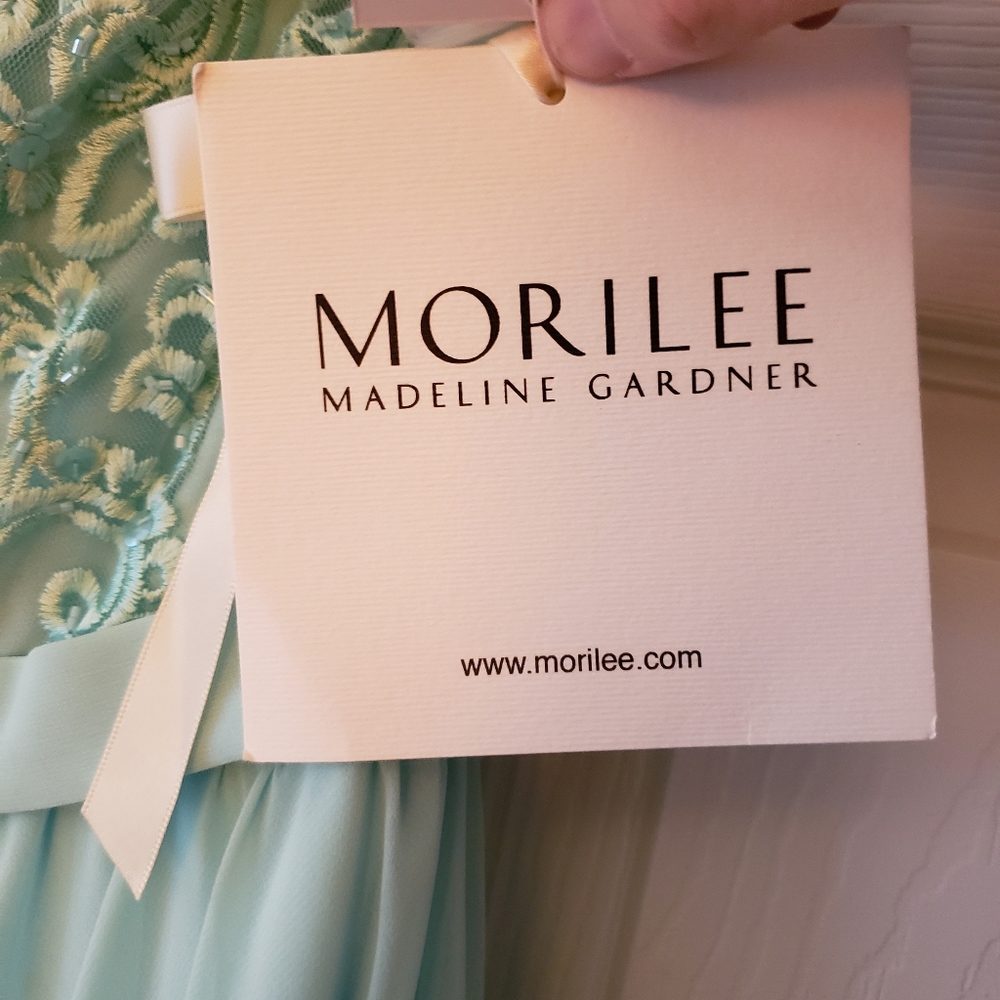 NWT, Unaltered Morilee Chiffon Bridesmaids Dress in Mint Green - Picture 9 of 12